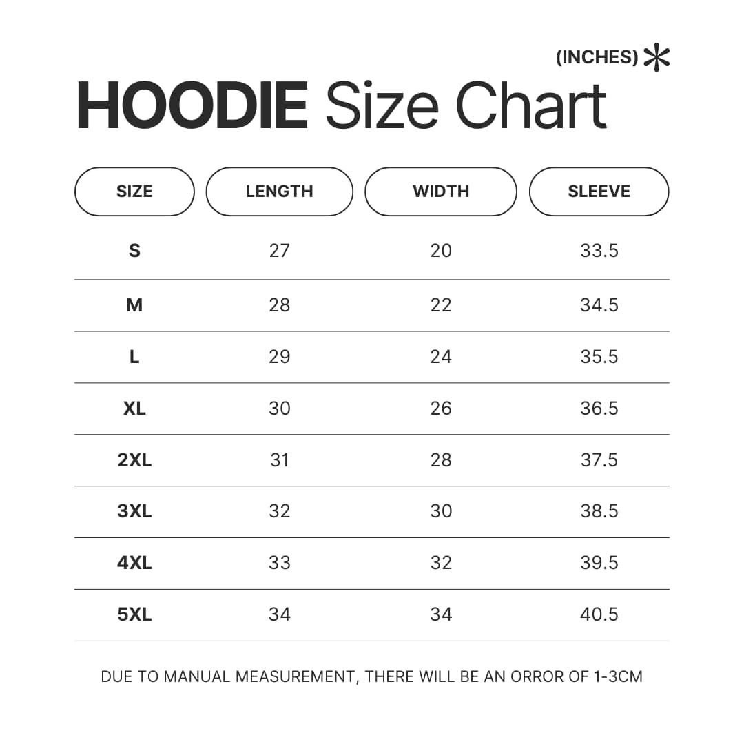 Hoodie Size Chart - Five Nights at Freddy’s Shop