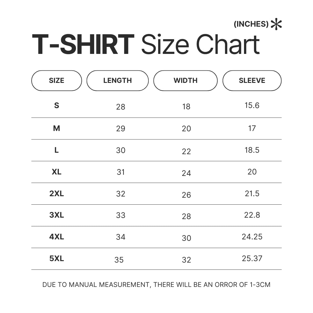 T shirt Size Chart - Five Nights at Freddy’s Shop