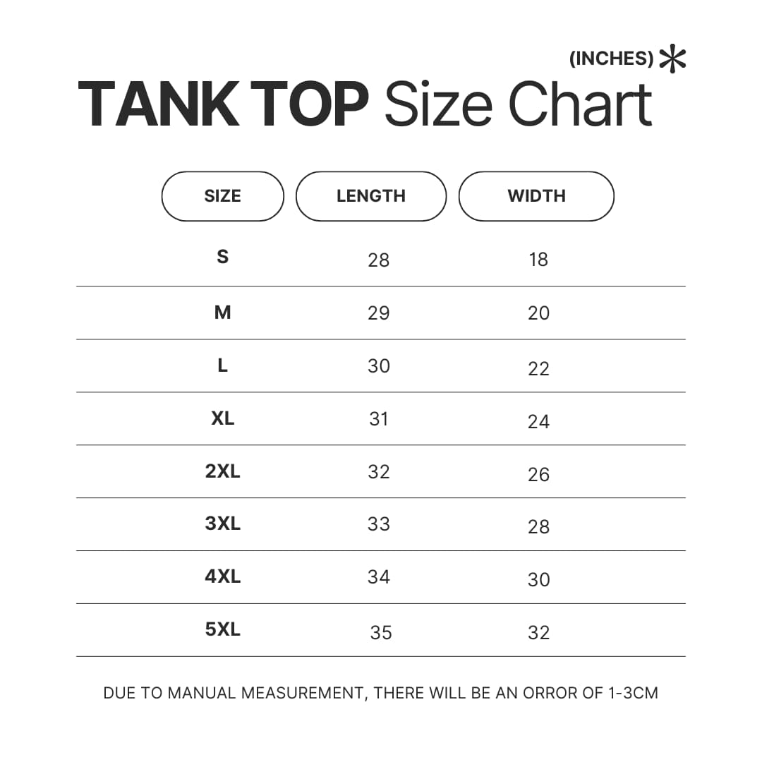 Tank Top Size Chart - Five Nights at Freddy’s Shop