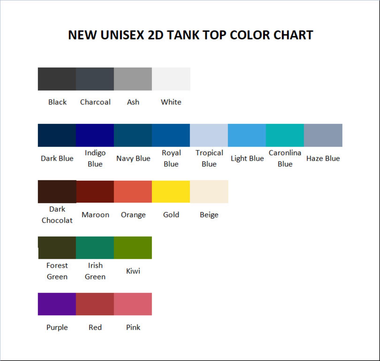 tank top color chart - Five Nights at Freddy’s Shop