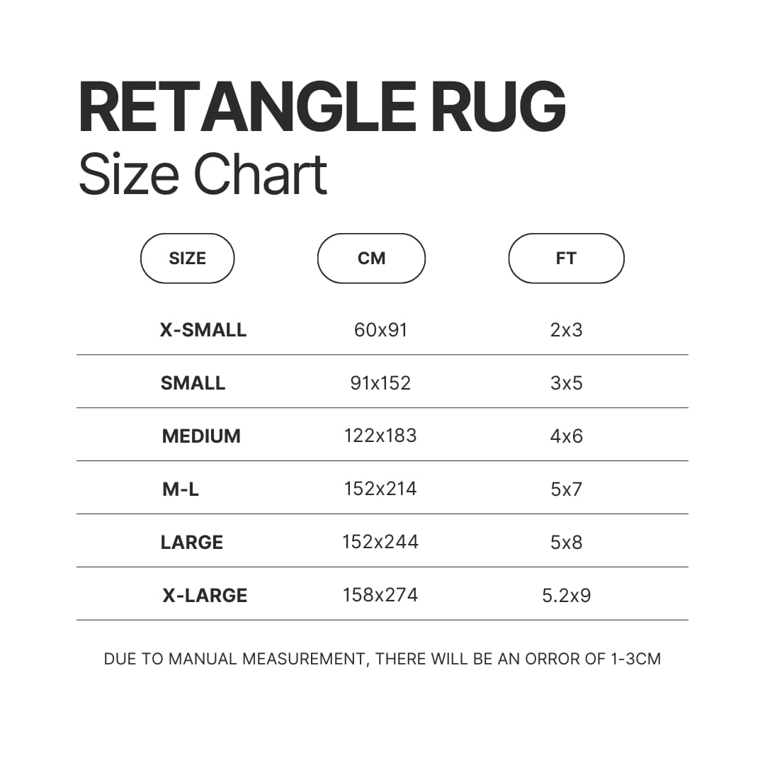 Retangle Rug Size Chart - Five Nights at Freddy’s Shop