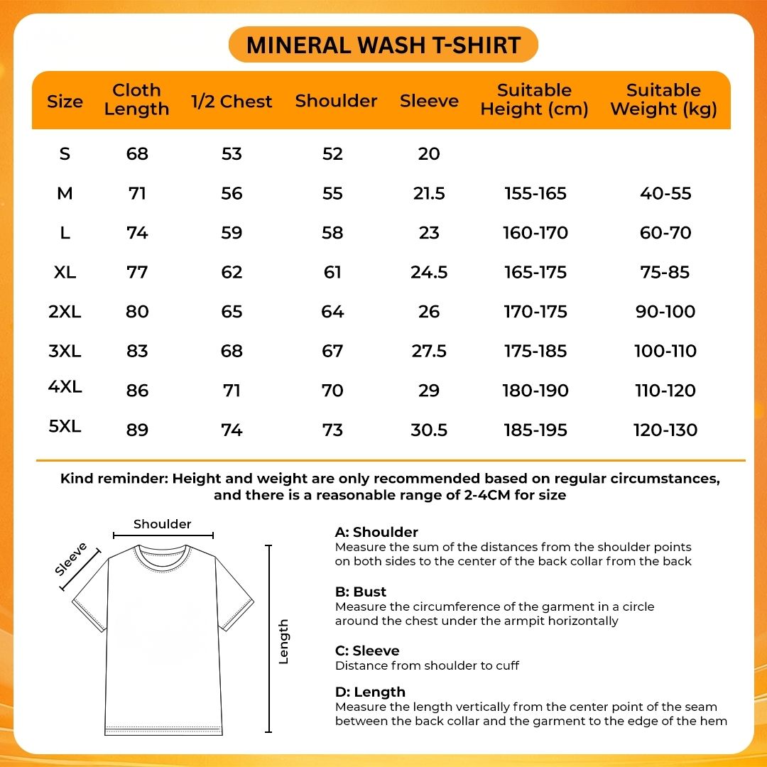 Mineral Wash T Shirt Size Chart - Five Nights at Freddy’s Shop