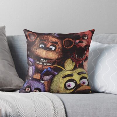Five Nights At Freddys Rick And Morty Funny Throw Pillow